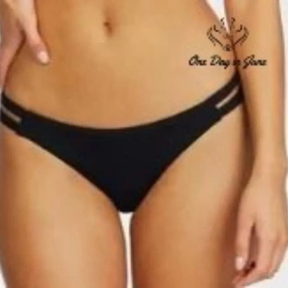 Billabong Sol Searcher Lowrider Bikini Bottom Black Full Coverage NWT Size L